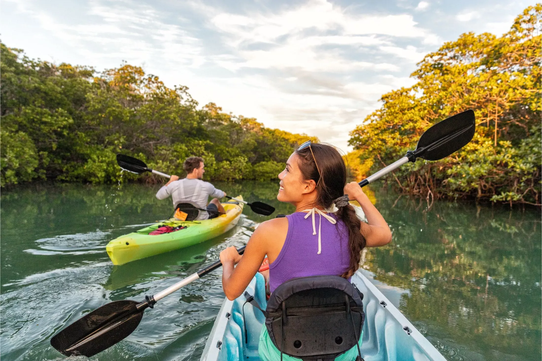 Tourists enjoying mangrove kayaking