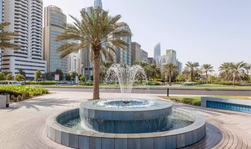 A fountain in one of the parks in Abu Dhabi.