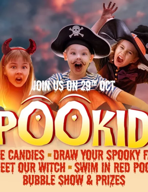Banner for a Halloween party for kids called spookids at the Al Maya resort in Abu Dhabi
