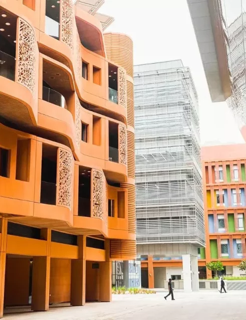 Masdar City in Abu Dhabi and with its unique architecture