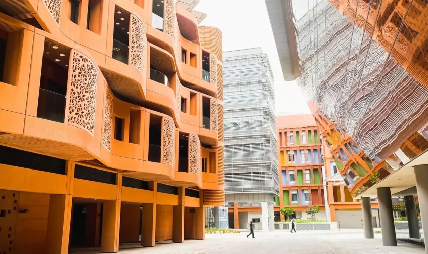 Masdar City in Abu Dhabi and with its unique architecture