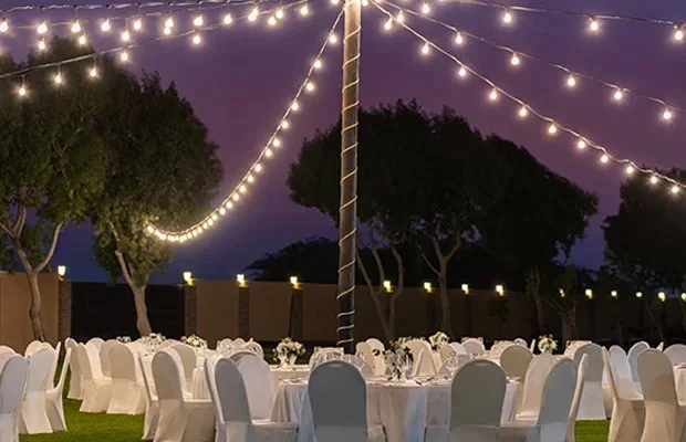 Wedding venue during nighttime in Dubai